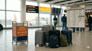 An infographic checklist showing the essential features of a perfect cabin bag for EasyJet flights.