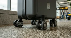 A side-by-side comparison of a hardshell polycarbonate suitcase and a soft-shell fabric medium suitcase.