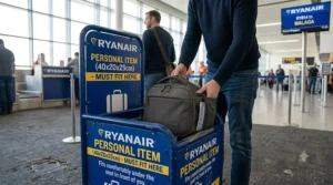 Compact underseat backpack for flights designed to fit Ryanair free hand luggage allowance.