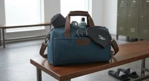 Small lightweight gym holdall bag showing a compact design ideal for swim kit