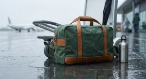 Water-resistant underseat bag for a weekend trip keeping contents dry during rainy British weather.