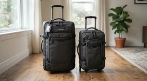 Multiple sizes of the best wheeled holdall lined up ready for a family trip