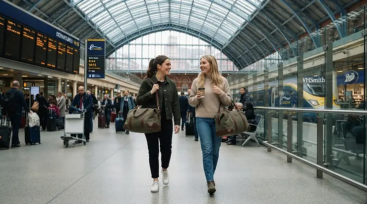 Family members carrying multiple lightweight holdall for flights at the terminal