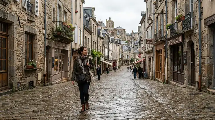 A traveller exploring Edinburgh wearing a stylish laptop backpack for travel