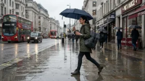 Water-resistant laptop briefcase for office workers braving a typical rainy morning.